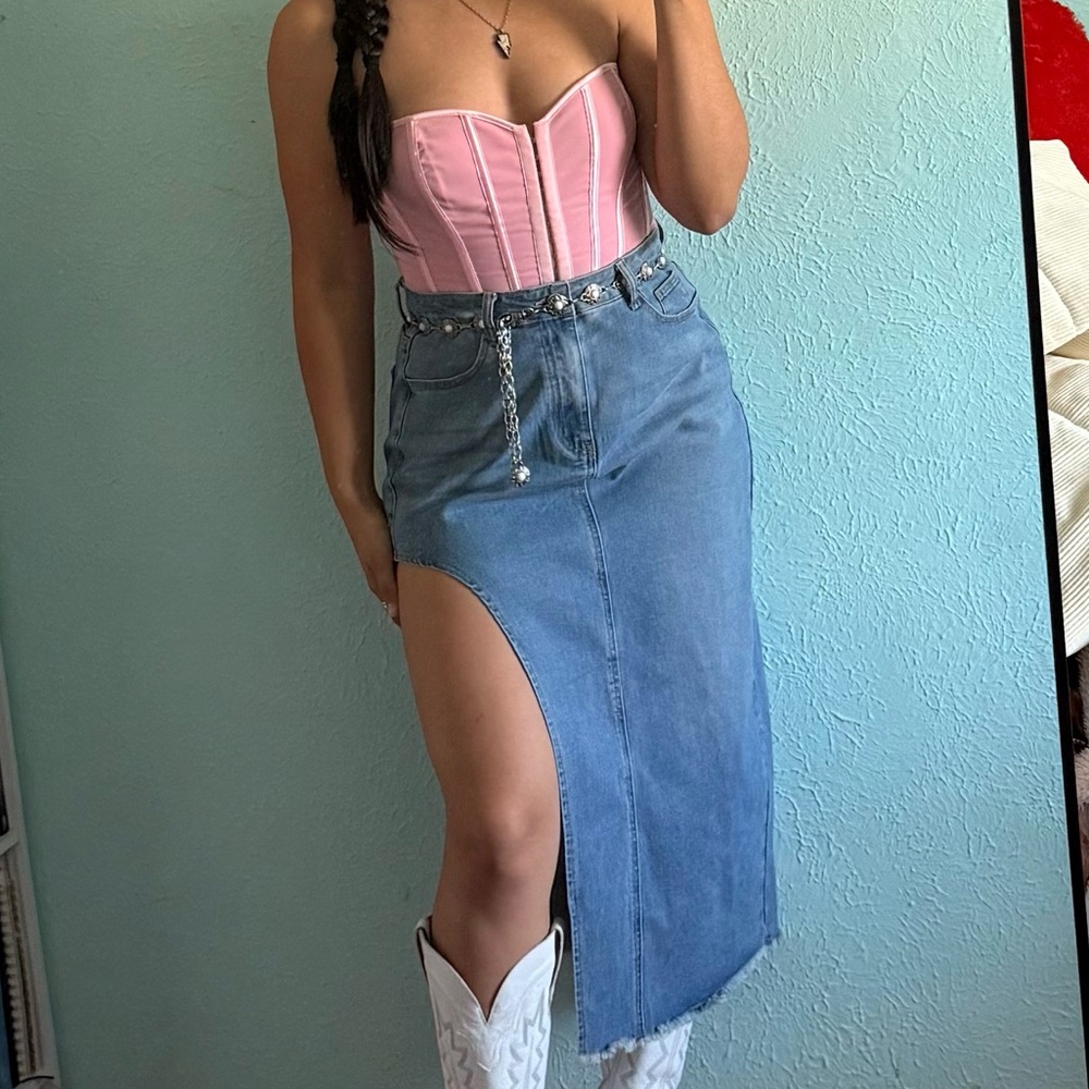 Denim Skirt with side opening
